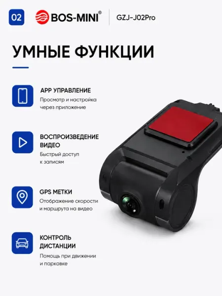 Автомобильный USB видеорегистратор BOS-MINI GZJ-J02Pro Full HD 1080P GPS