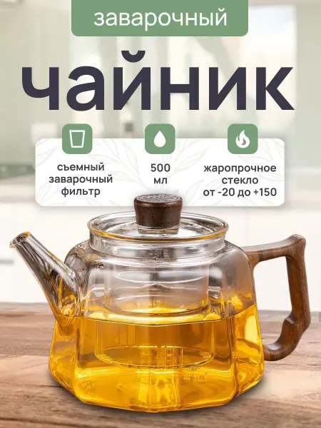LumaShop Чайник заварочный из боросиликатного стекла 500 мл