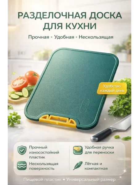 ГЕША11 Разделочная доска пластиковая с ручкой