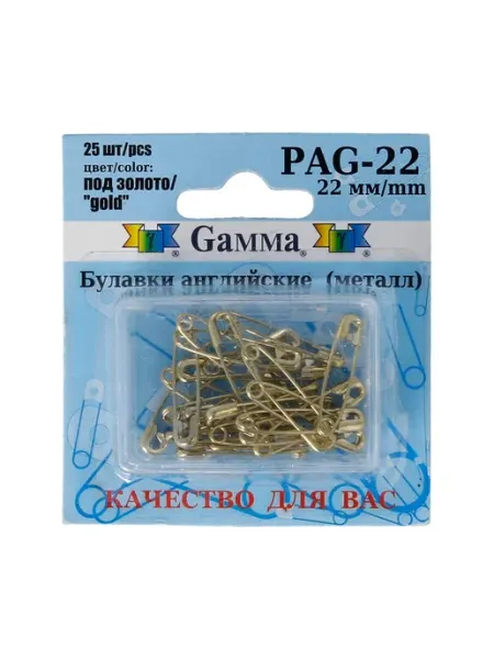 GAMMA Булавки английскиеPAG-22под золотосталь25 шт 22 мм