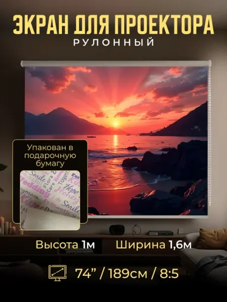 Gozhy Экран для проектора рулонный 1х1,6м