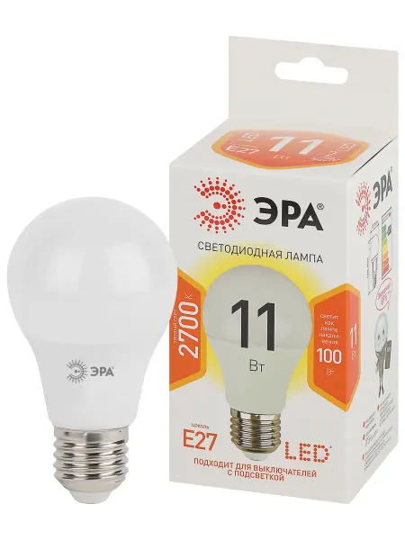 ЭРА Лампа светодиодная STD LED A60-11W-827-E27 E27 Е27 11 Вт