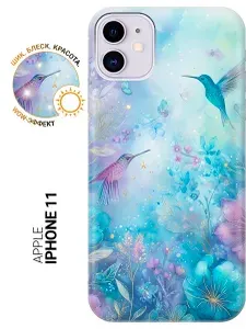 Силиконовый чехол на Apple iPhone 11 с принтом "Волшебный полет колибри"