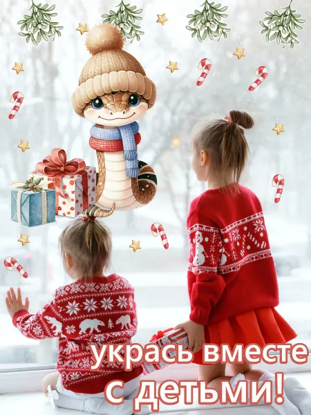 Baby Kingdom Room Интерьерные наклейки новогодние на окна и стены Змея