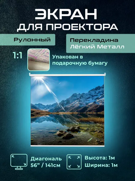 Gozhy Экран для проектора рулонный "G2M" 1х1м
