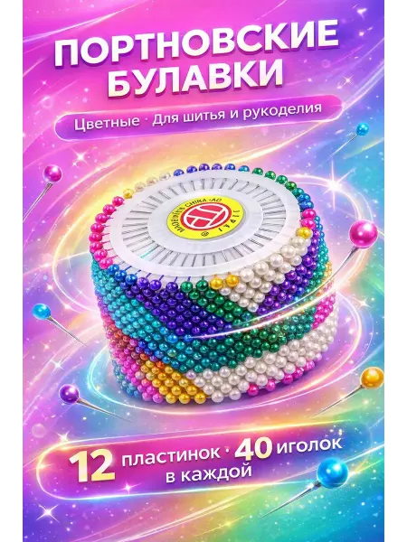 Бемка55 Портновские булавки с жемчужными головками на пластинках