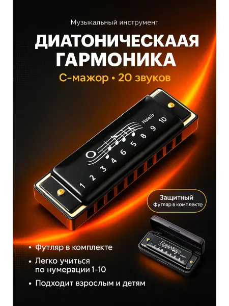 Губная гармошка диатоническая музыкальная гармонь