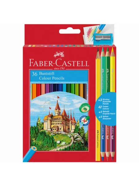 Faber-Castell Карандаши цветные "Замок", 36цв, шестигр, заточ.+6цв.+ч г