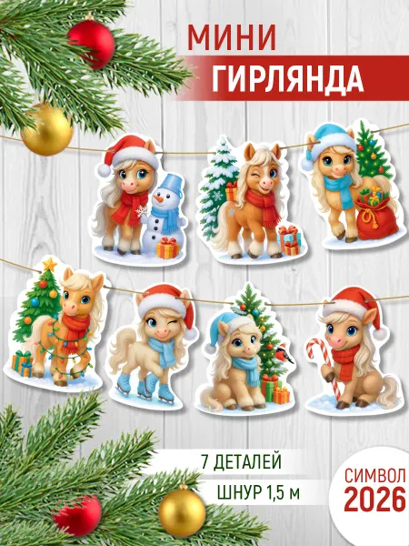 ТМ Империя поздравлений гирлянда новогодняя с символом года 2026, 1,5 метра