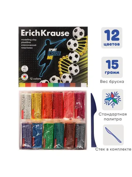 ERICH KRAUSE Пластилин со стеком 12 цветов