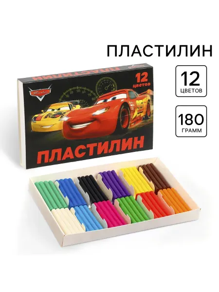 Малыши-Карандаши Пластилин 12цв 180г Тачки