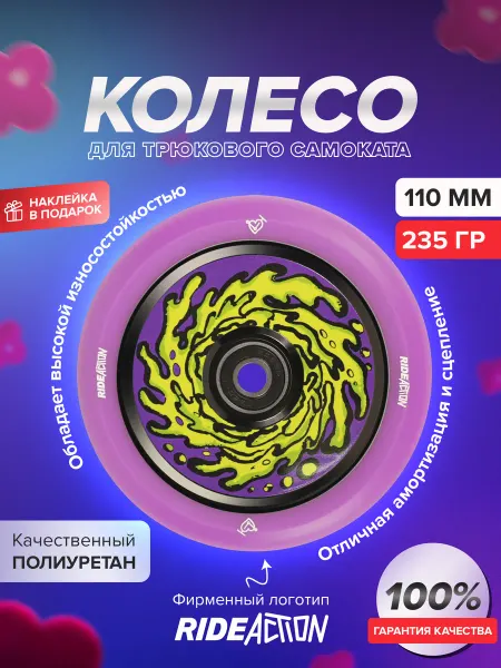 RIDE ACTION Колесо для трюкового самоката 110 мм RA SLIME PURPLE
