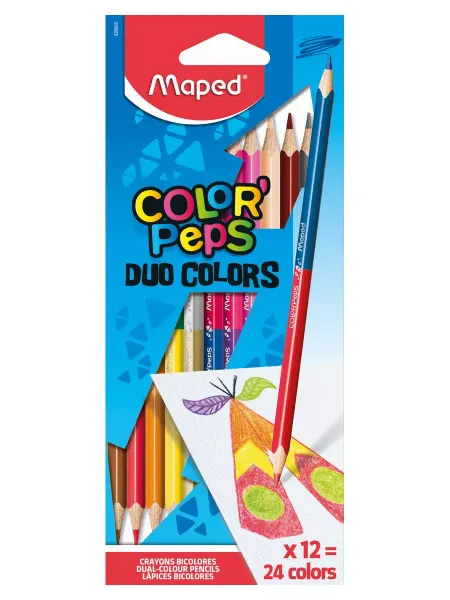 MAPED Карандаши цветные, двусторонние, деревянный корпус 24 цв