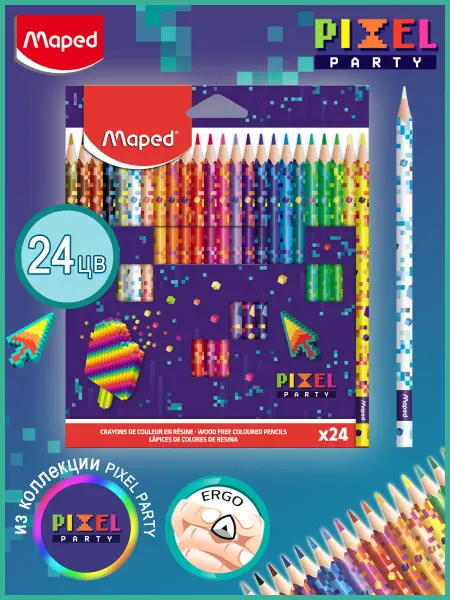 MAPED Карандаши цветные пластиковые треугольные 24 цв