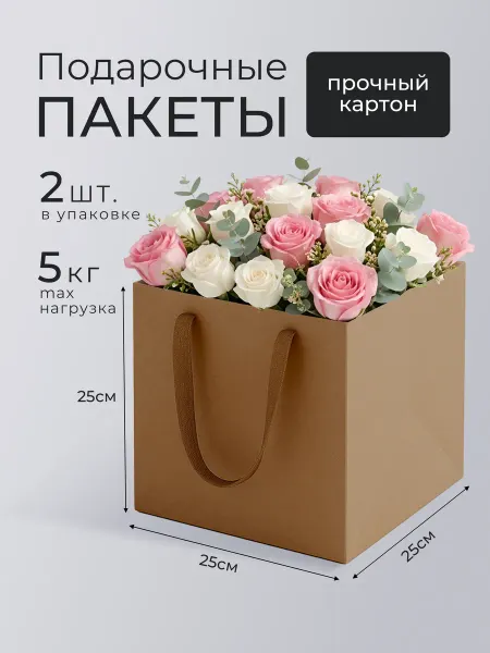 АннаГерольд Пакеты подарочные крафт, 25х25х25, 2 шт