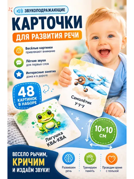 Развивающие логопедические карточки Звукоподражания