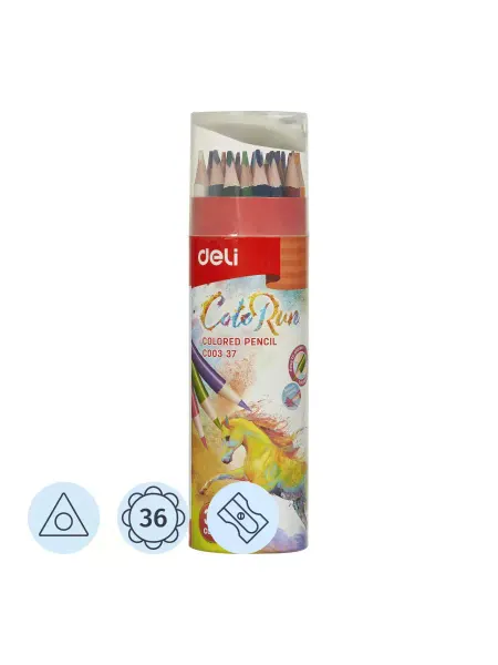 Карандаши цветные Deli EC00337 ColoRun 3-гран 36цв наб то