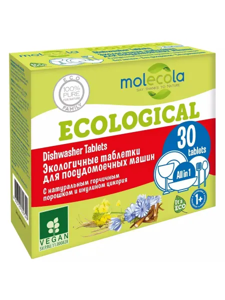 MOLECOLA Экологичные таблетки для посудомоечной машины, 30
