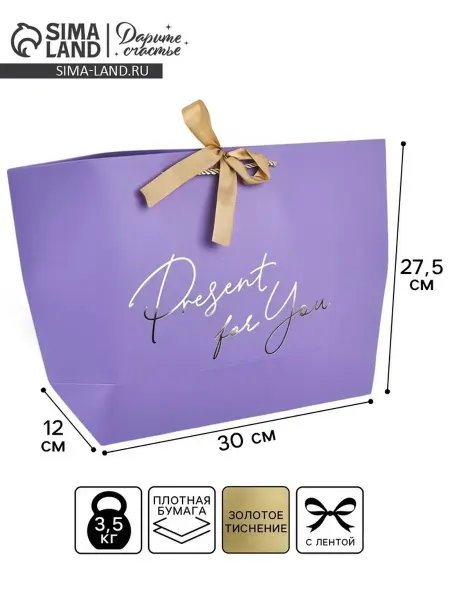 Пакет подарочный упаковка «Present» 30×27 5×12 см