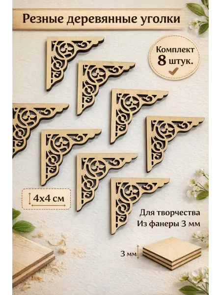 Деревянные заготовки для творчества резные уголки 4 см