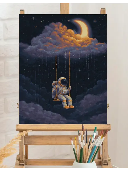 Art on Canvas Астронавт под тучей Картина по номерам на холсте 40х50 см