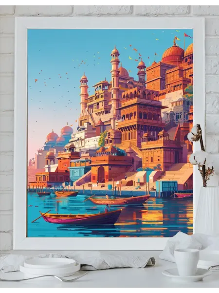 Art on Canvas Берег большого города Картина по номерам на холсте 40х50 см