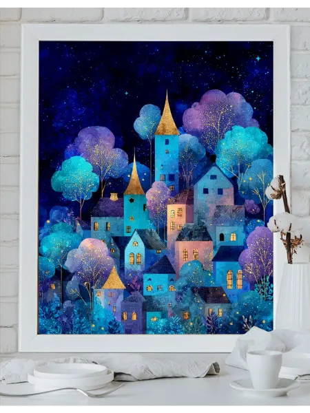 Art on Canvas Розовый городок Картина по номерам на холсте 40х50 см