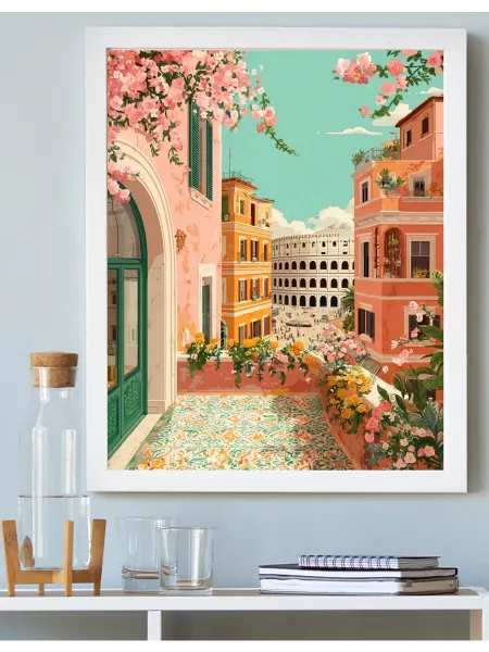 Art on Canvas Яркие дома Картина по номерам на холсте 40х50 см