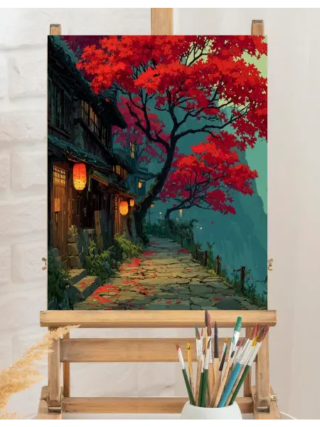 Art on Canvas Разноцветные домики в переулке Картина по номерам 40х50 см