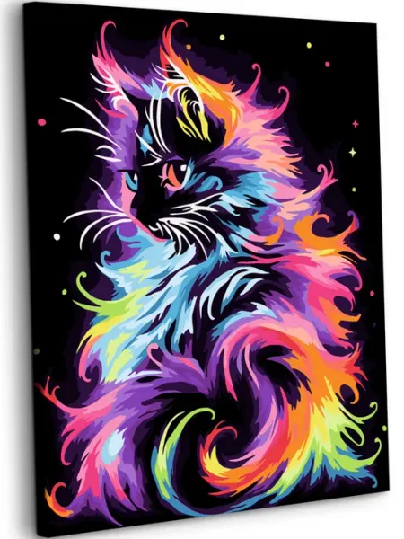 Art on Canvas Неоновая кошка Картина по номерам на холсте 40х50 см