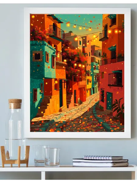 Art on Canvas Огоньки в переулке Картина по номерам на холсте 40х50 см