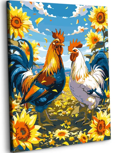 Art on Canvas Петухи Картина по номерам на холсте 40х50 см
