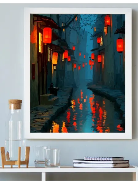 Art on Canvas Улица красных фонарей Картина по номерам на холсте 40х50 см