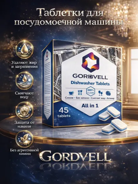Таблетки для посудомоечных машин Gordvell All in One 45 шт