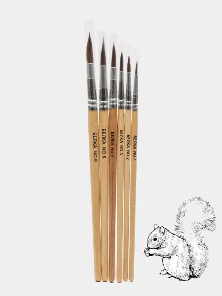 ArtisticStore Кисти художественные для рисования белка 6 штук