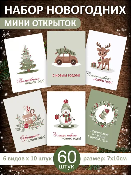 Ivory cards Новогодние открытки мини набор