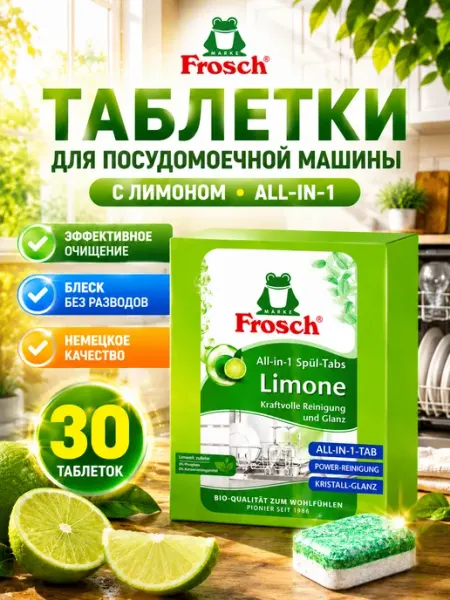 FROSCH Таблетки для посудомоечной машины Фрош Лимон 50 шт