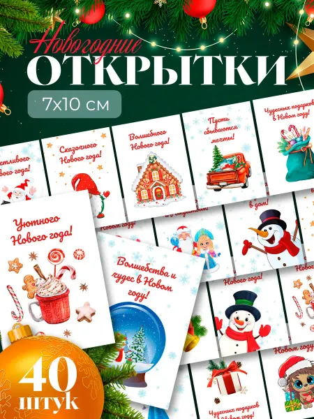 Funny Print Открытки новогодние С Новым годом и Рождеством