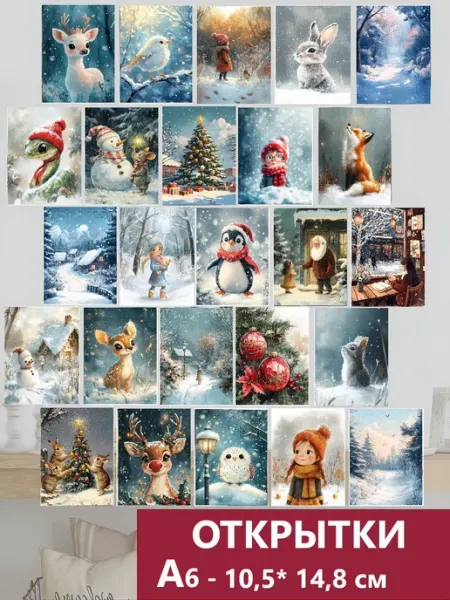 MAJIVVI HOME Новогодние открытки акварель А6