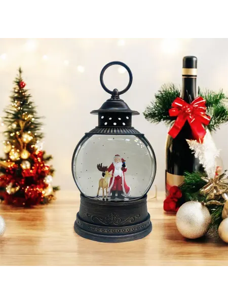 Terzi Land Фонарь новогодний со снегом музыкальный светильник