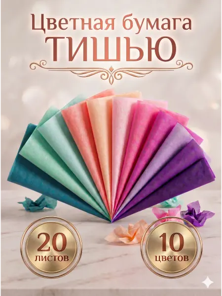 UPAK LAND Бумага тишью упаковочная для подарков и рукоделия