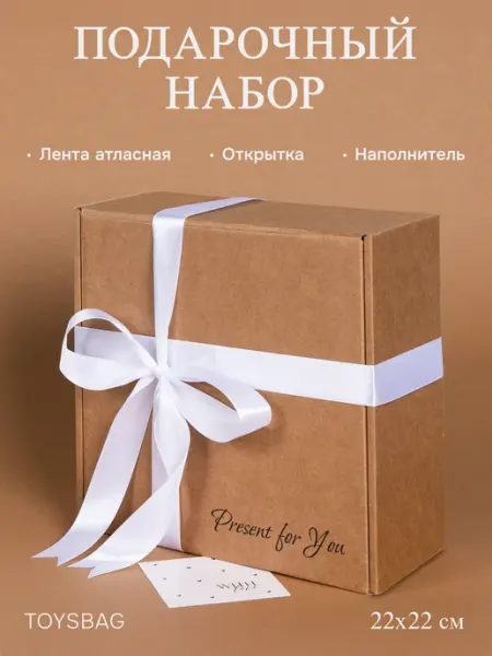 TOYSBAG Подарочная коробка для подарка с лентой и наполнителем