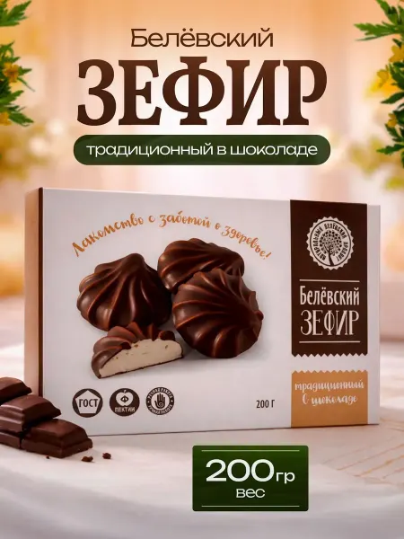 Белевские сладости Зефир в шоколаде Белевский традиционный 200 гр