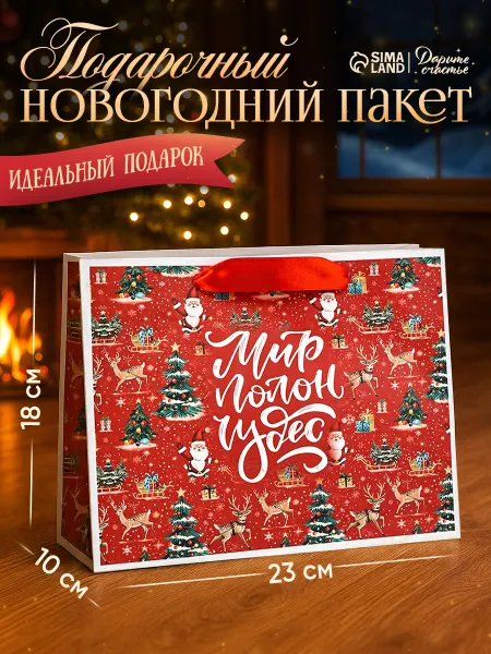 Сима-Ленд & Дарите Счастье Пакет подарочный новогодний бумажный, «Мир полон чудес»