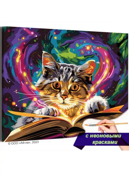 Живопись по номерам Картина по номерам Кот с волшебной книгой Животные Кошки