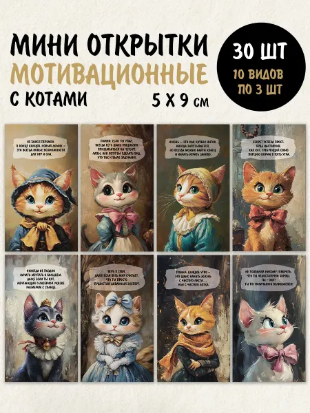 Гримуар Мини открытки мотивационные с котами