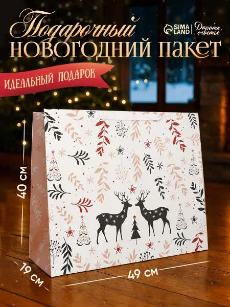 Сима-Ленд & Дарите Счастье Пакет подарочный новогодний ламинированный «Праздник в лесу»