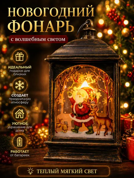 Новогодний фонарь светильник декор ночник