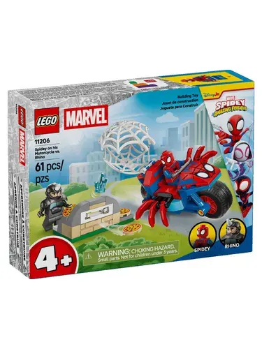 Конструктор LEGO Spidey Спайди на мотоцикле против Носорога, возраст от 4+, 11206