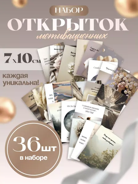 МирПапир Набор мини открыток 36 штук мотивационные